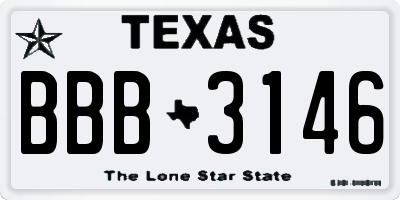 TX license plate BBB3146