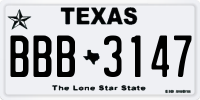 TX license plate BBB3147