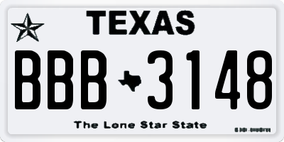 TX license plate BBB3148