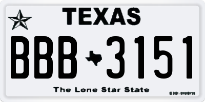 TX license plate BBB3151