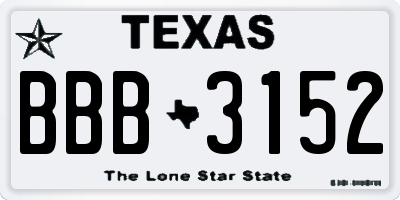 TX license plate BBB3152