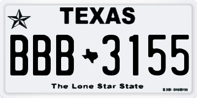 TX license plate BBB3155