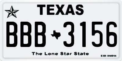 TX license plate BBB3156