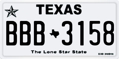 TX license plate BBB3158