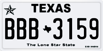 TX license plate BBB3159