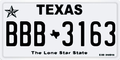 TX license plate BBB3163