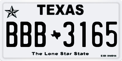 TX license plate BBB3165