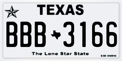 TX license plate BBB3166