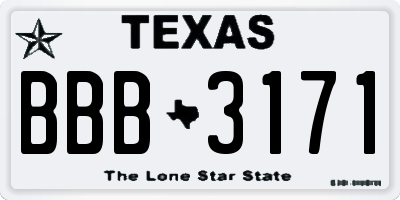 TX license plate BBB3171