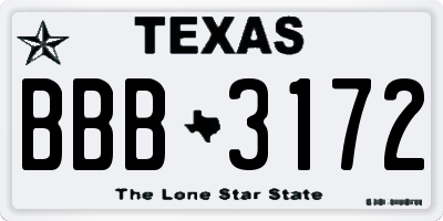 TX license plate BBB3172