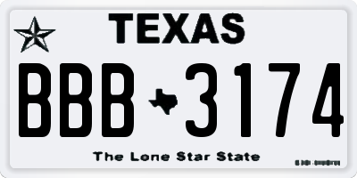 TX license plate BBB3174