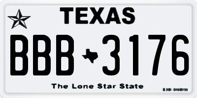 TX license plate BBB3176