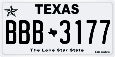 TX license plate BBB3177