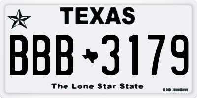 TX license plate BBB3179