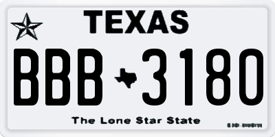 TX license plate BBB3180