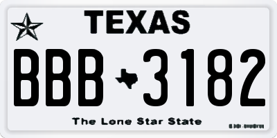 TX license plate BBB3182