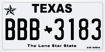 TX license plate BBB3183