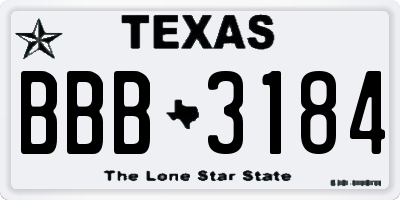 TX license plate BBB3184
