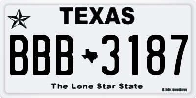 TX license plate BBB3187