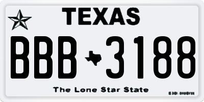 TX license plate BBB3188