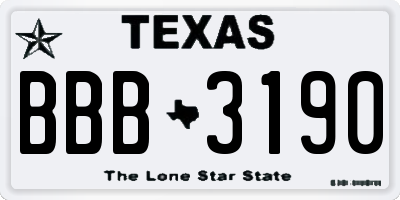 TX license plate BBB3190