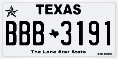 TX license plate BBB3191