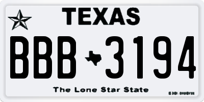 TX license plate BBB3194