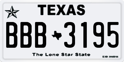 TX license plate BBB3195