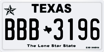TX license plate BBB3196