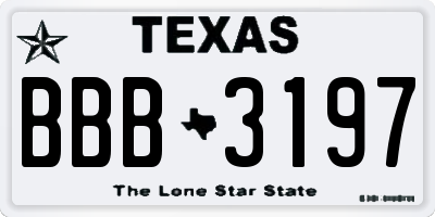 TX license plate BBB3197