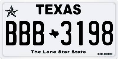TX license plate BBB3198