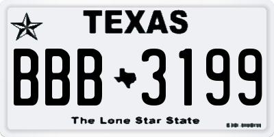 TX license plate BBB3199