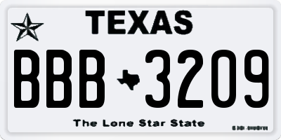 TX license plate BBB3209