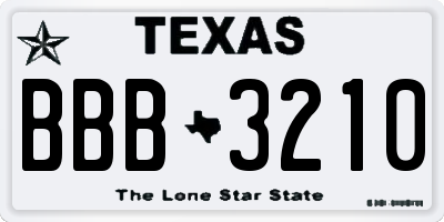 TX license plate BBB3210