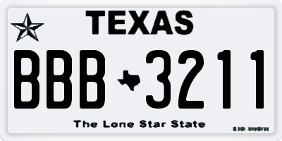 TX license plate BBB3211