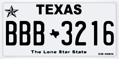 TX license plate BBB3216