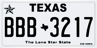 TX license plate BBB3217