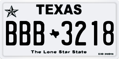 TX license plate BBB3218