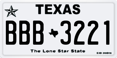 TX license plate BBB3221