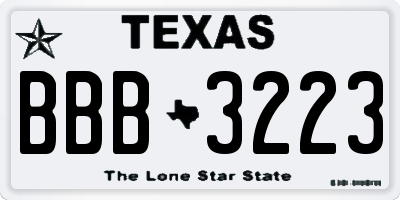 TX license plate BBB3223