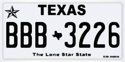 TX license plate BBB3226