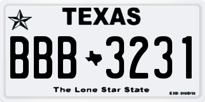 TX license plate BBB3231