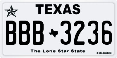 TX license plate BBB3236