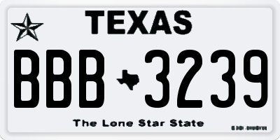 TX license plate BBB3239