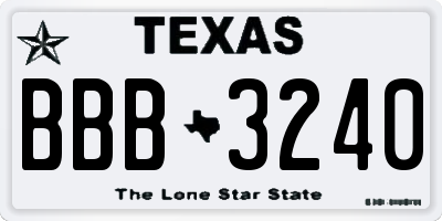 TX license plate BBB3240