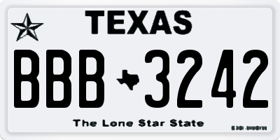 TX license plate BBB3242