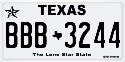 TX license plate BBB3244