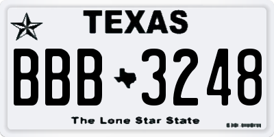 TX license plate BBB3248