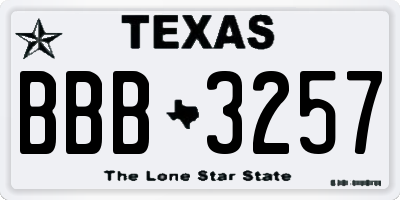 TX license plate BBB3257