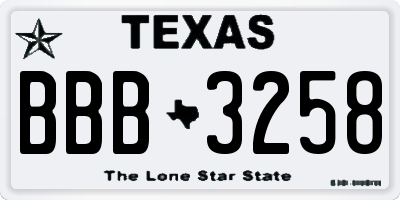 TX license plate BBB3258
